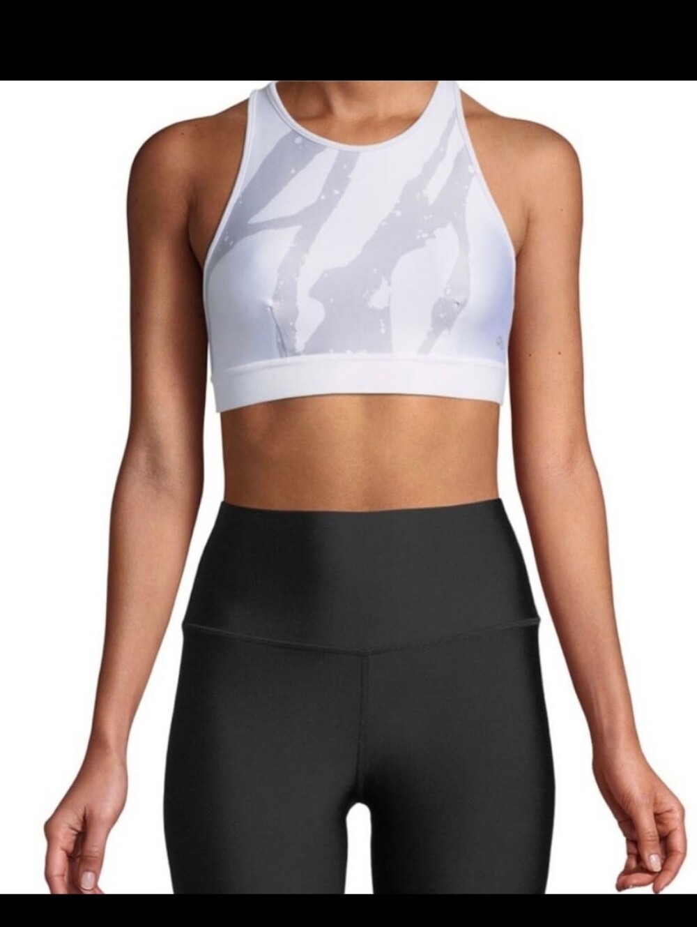 ALO Yoga White And Grey High-Neck Performance Sports Bra Size M